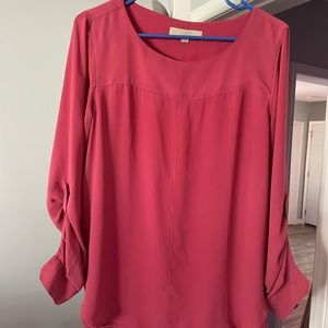Magenta Long Sleeve Business Casual Blouse